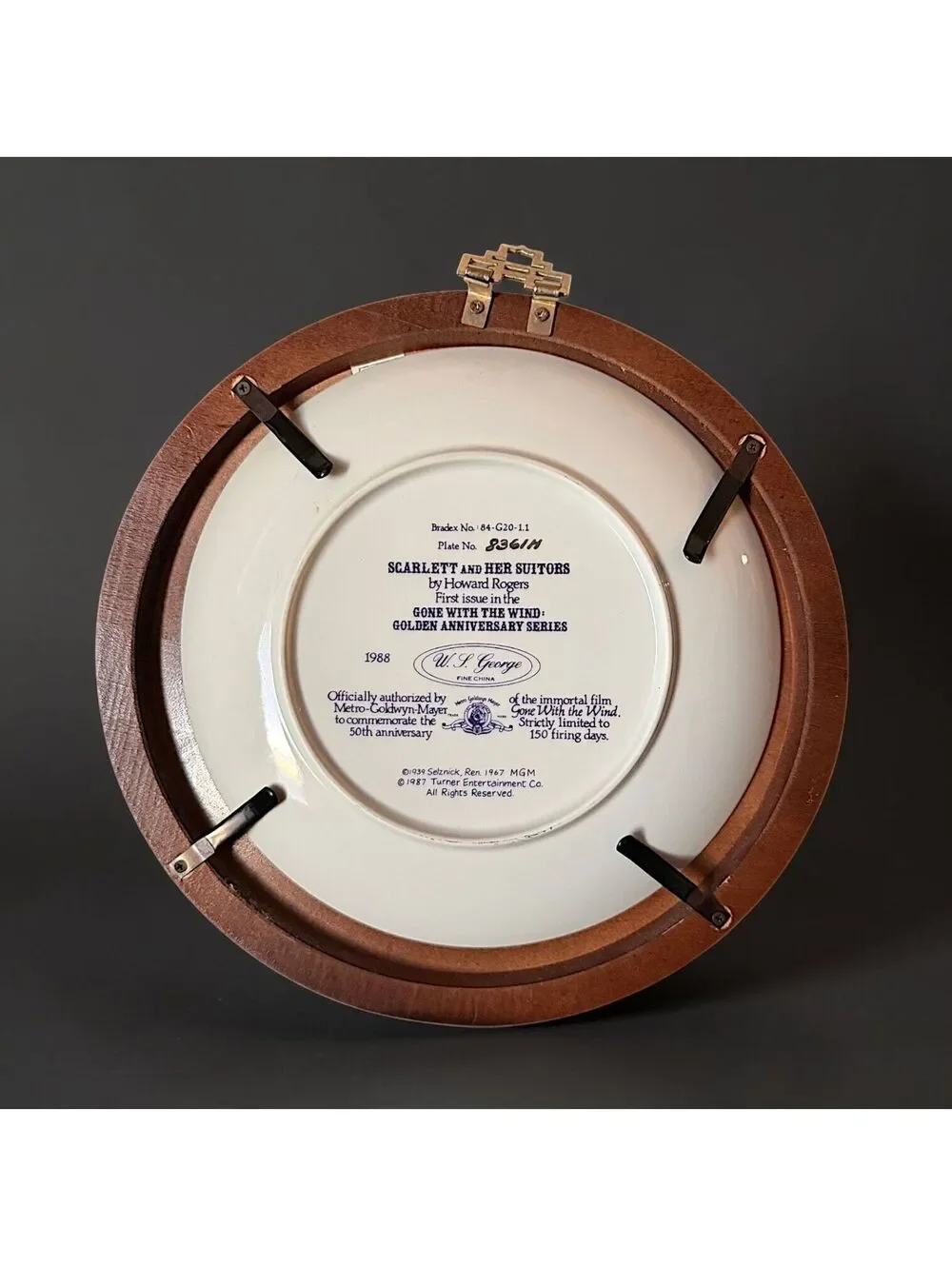 Vtg 1988 Gone With The Wind Scarlett & Her Suitors Plate W.S. George Framed 10